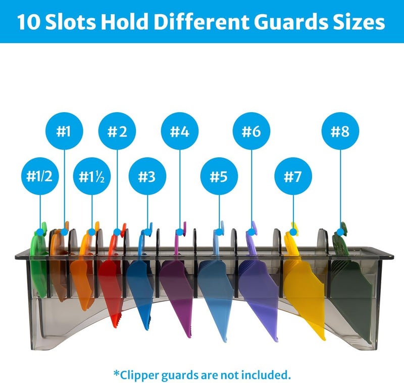 Perfitech Clipper Guard Holder Organizer with 10 Slots, Black, Sturdy PC Material - Image 3